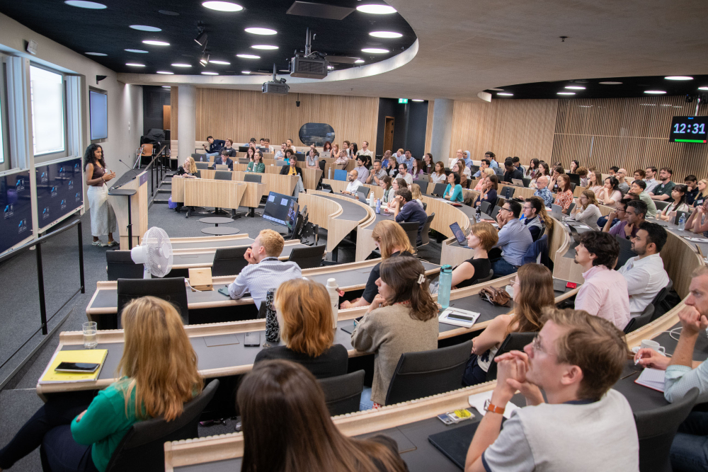 a lecture theatre full of people