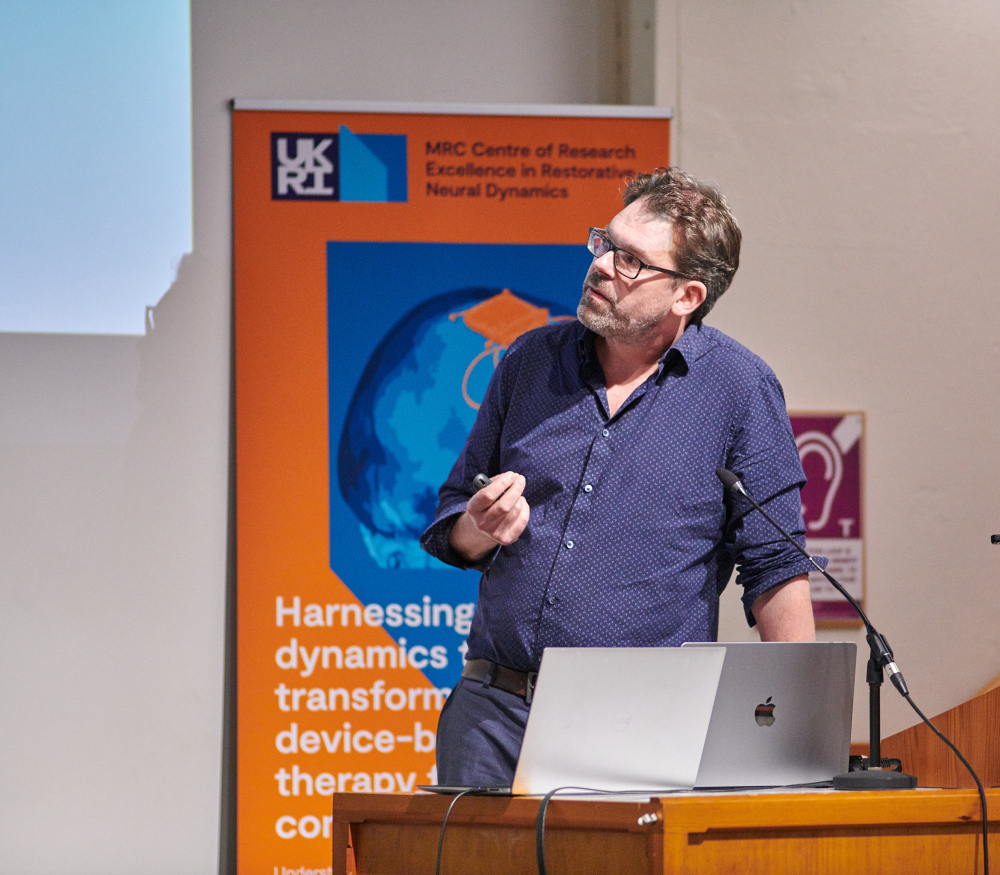 A researcher presents