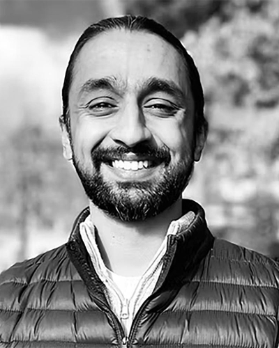 black and white portrait photo of Aswin Chari