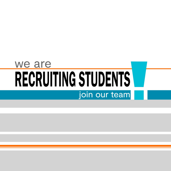 text saying 'we are recruiting students! join our team'